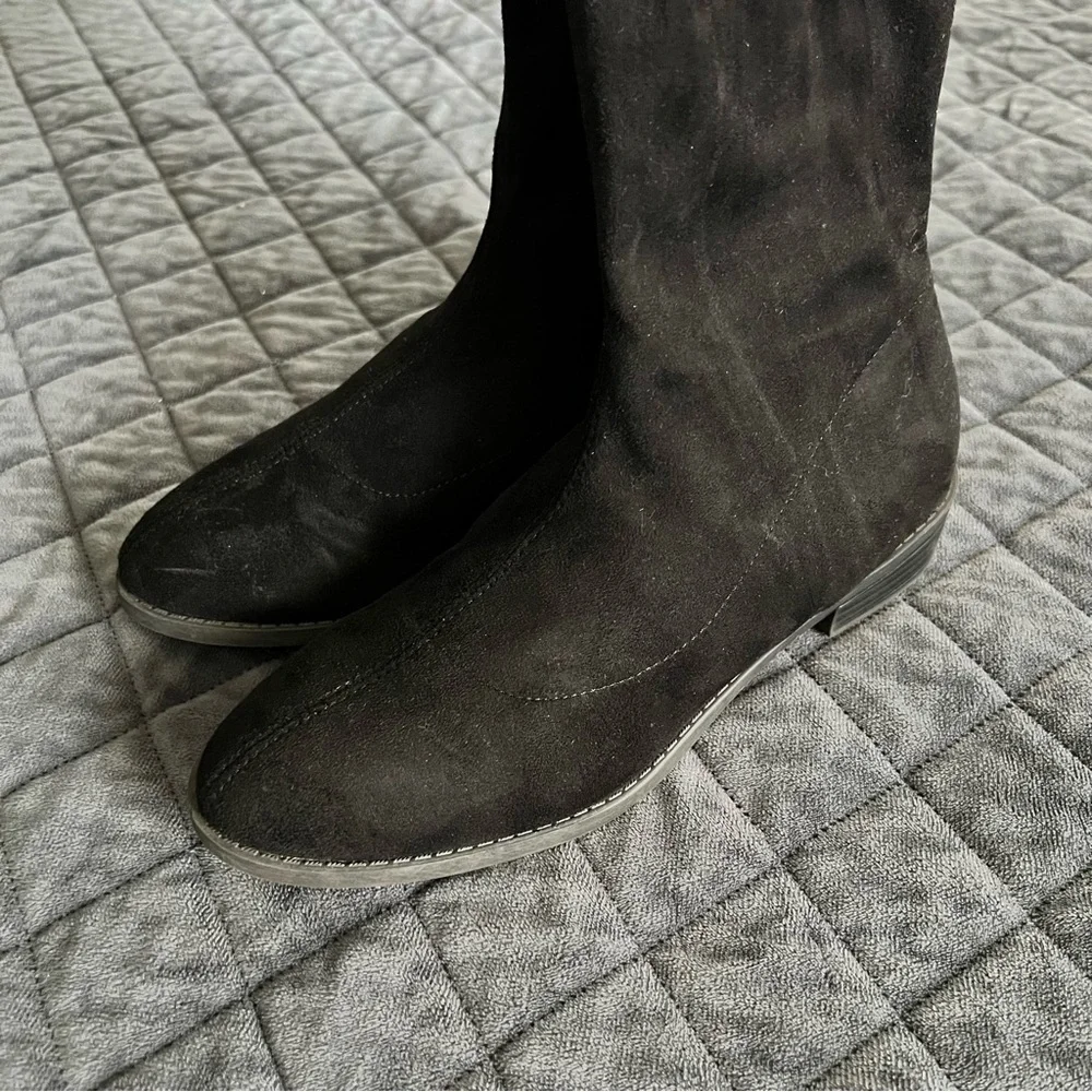 Fashion Nova Boots Women Size 7 Quipid Black Tall Over The Knee Faux Suede Shoe